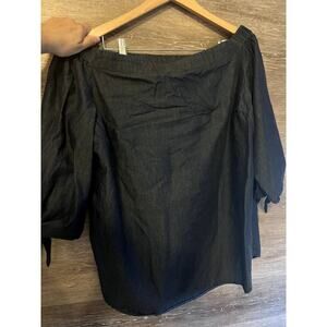 Eloquii Blouse Size 18 Plus Cotton Classic Wide Neck blue jeans color